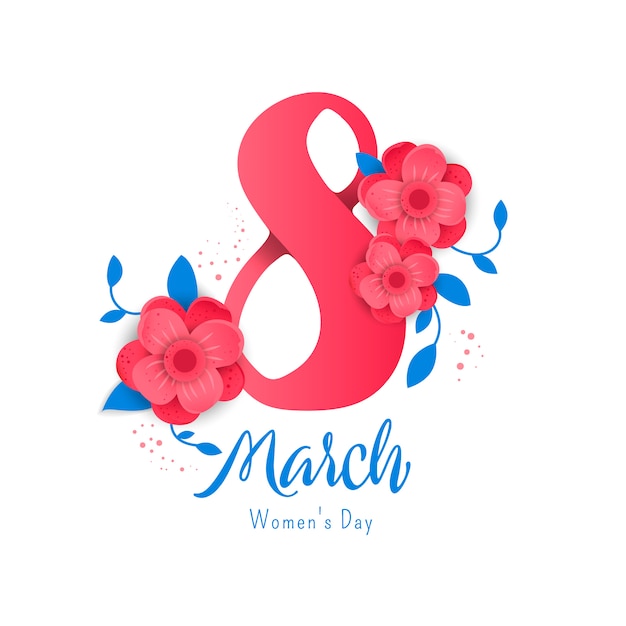 8 number 3d illustration with flowers on white background.