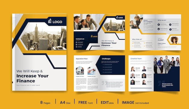 Vector 8 page minimal business brochure design template