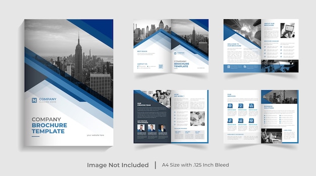 8ページの企業の現代の二つ折りビジネス提案ビジネスパンフレット年次報告書テンプレートデザイン