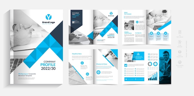 Vector 8 pages creative business brochure template design