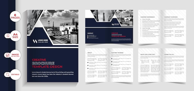 Vector 8 pages minimal company profile brochure template