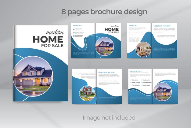 8 pages real estate brochure vector design template