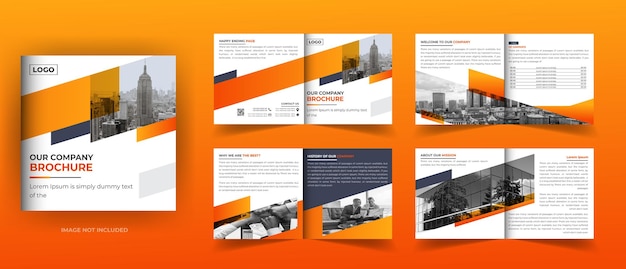 Vector 8 pages square bifold brochure design