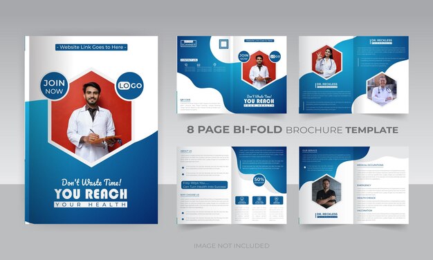 8 pages square medical brochure template presentation
