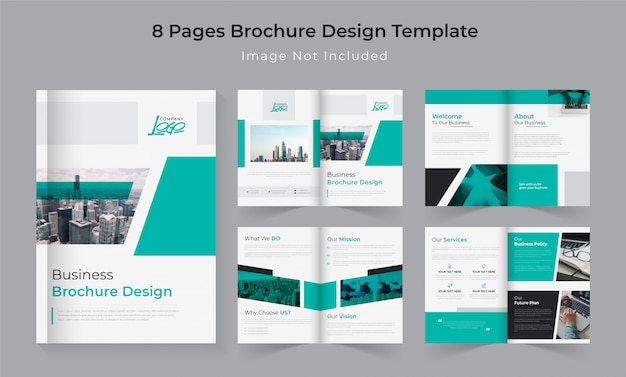 Vector 8 pagina's bedrijfsprofiel brochure set