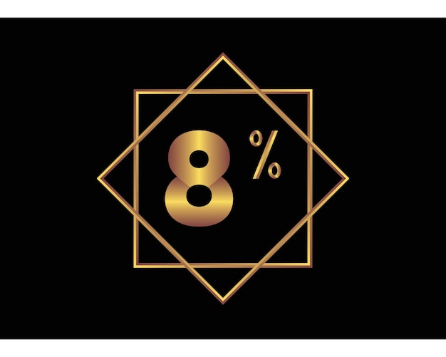 검은 배경 골드 벡터 이미지에 8%