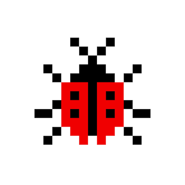 8 pixels rode kever vector illustratie witte achtergrond geïsoleerd object