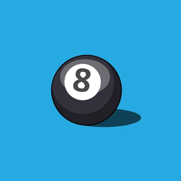 Vector 8 pool billiard ball ball number 8 sport equipment icon flat design vector illustration