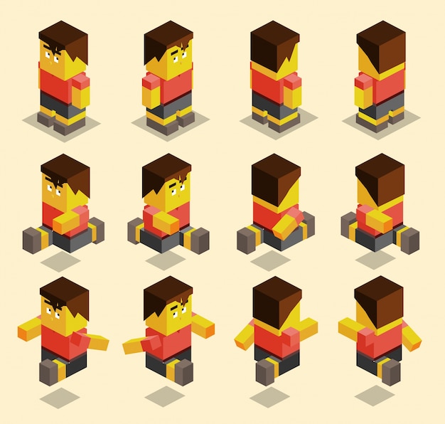 Vector 8 sided character set