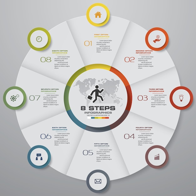 8 stappen infographicselementen van cycle chart.