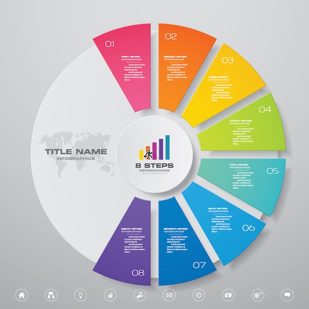 8 stappen infographicselementen van cycle chart.