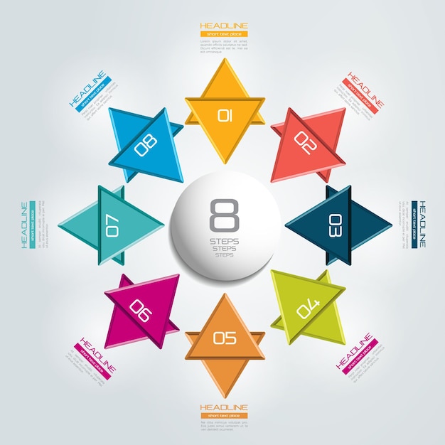 8 stappen verbonden cirkel rond infographic Vectorillustratie