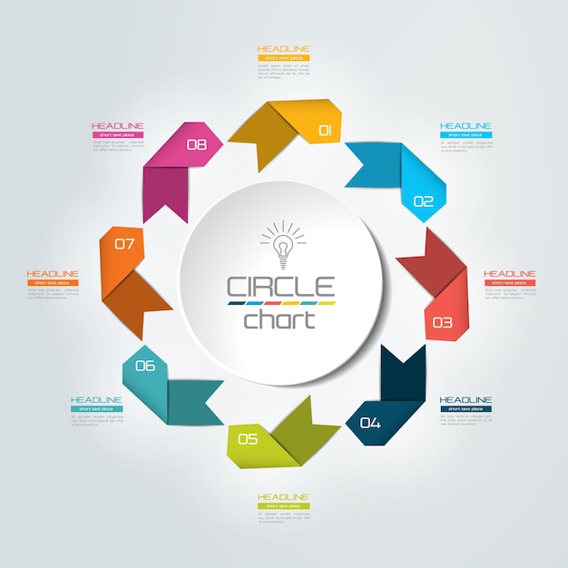 8 stappen verbonden cirkel rond infographic vectorillustratie