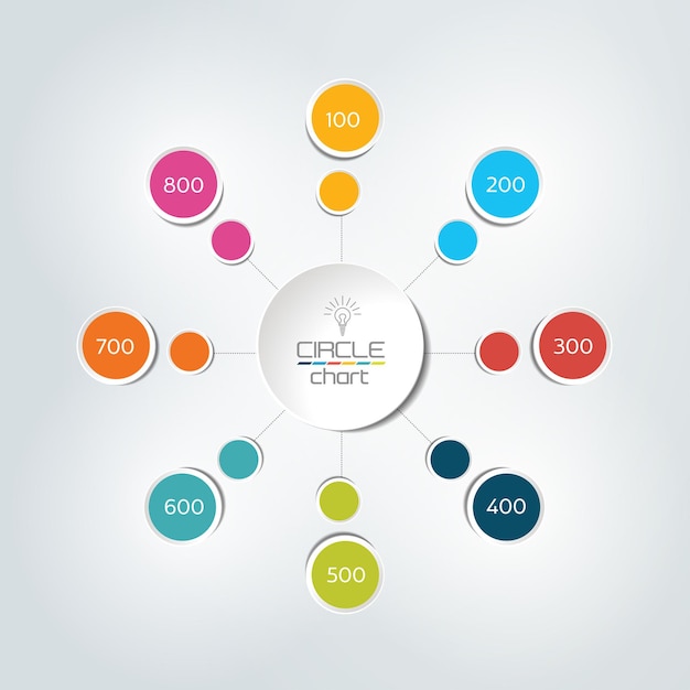 8 stappen verbonden cirkel rond infographic Vectorillustratie