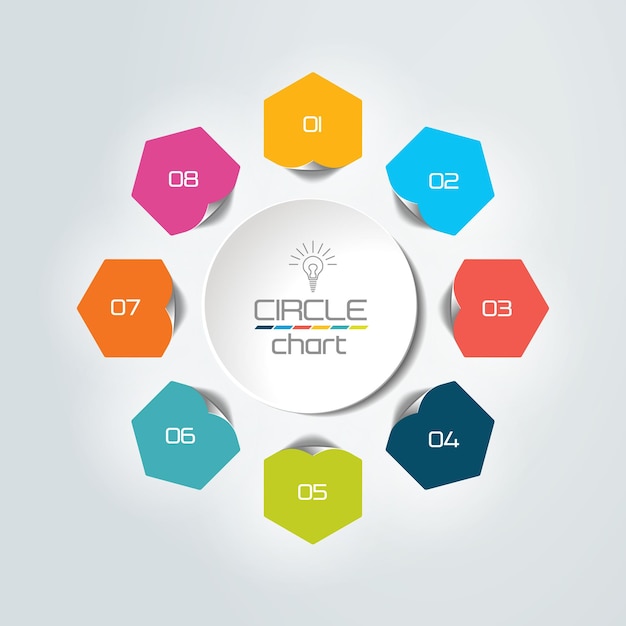 8 steps connected circle round infographic Vector illustration