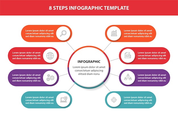 Vector 8 steps infographic flowchart design template