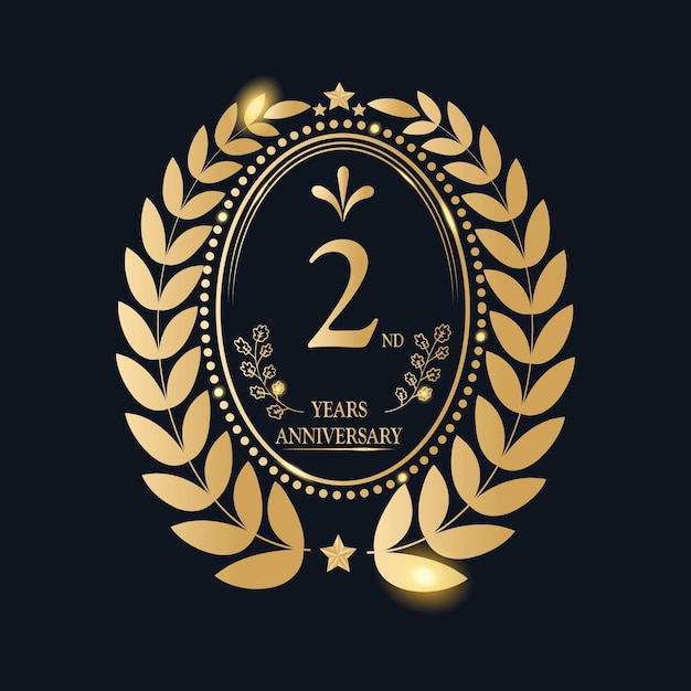 8 Th Years Anniversary celebration Vector Template festive illustration Golden Color