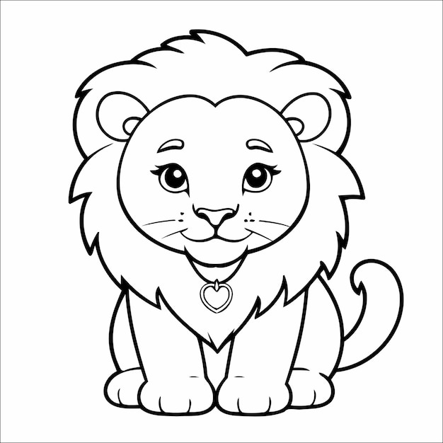 80 Cute Lion Kawaii Vector Coloring Page for Kids