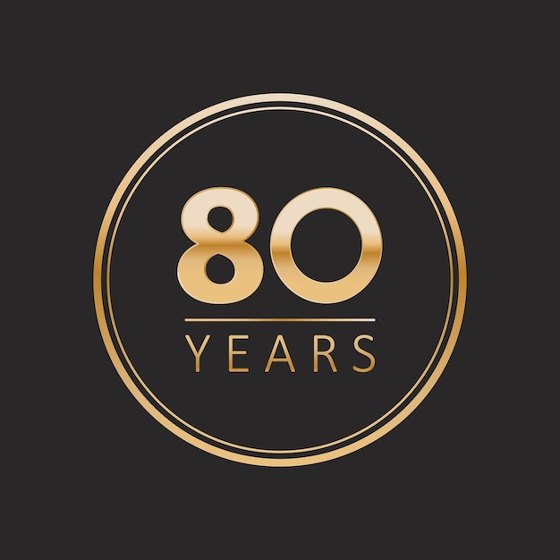 Vector 80 jaar voor vieringsevenementen jubileum herdenkingsdatum goud tachtig jaar logo badge