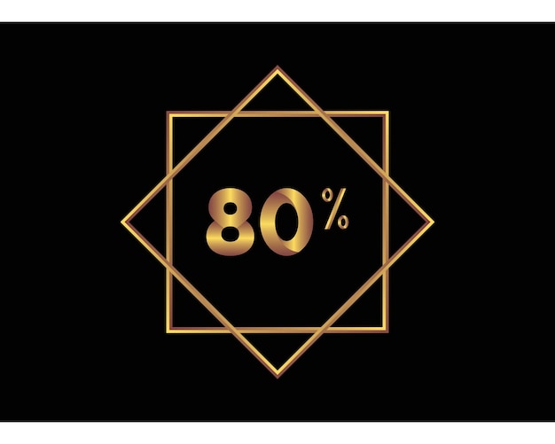 80 percent on black background gold vector image