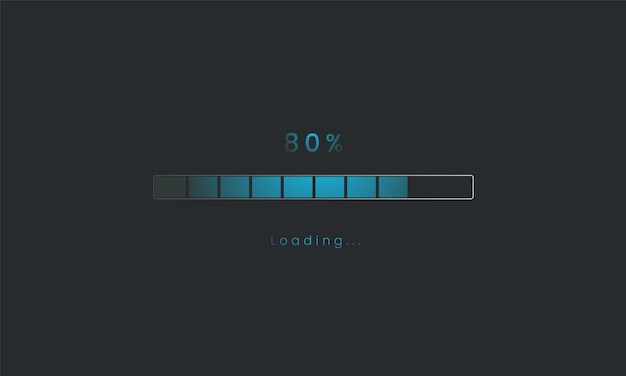 80 percent Futuristic dark blue Progress loading bar Loading bar process of indicators