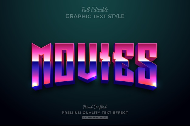 80's movies title editable text style effect