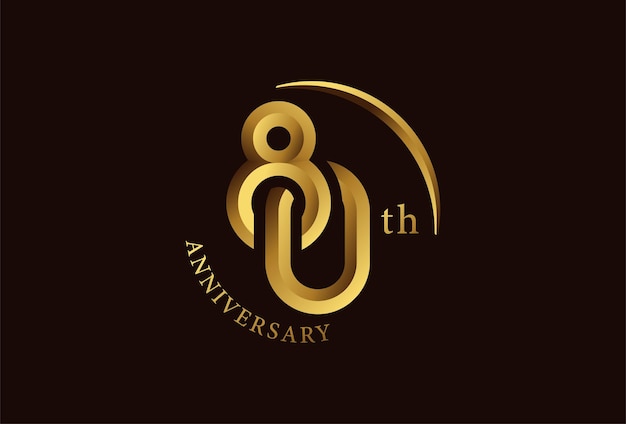 80 year anniversary celebration logo design with golden circle style