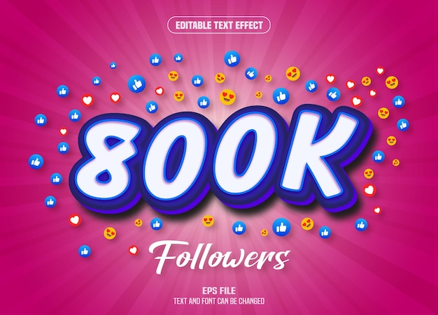 800k followers 3d text effect