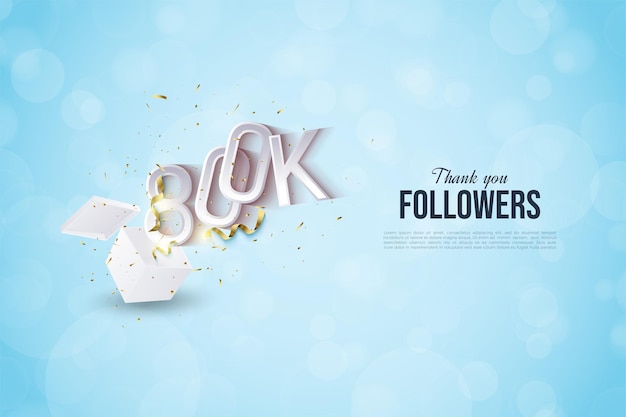 800k followers with embossed 3D numbers