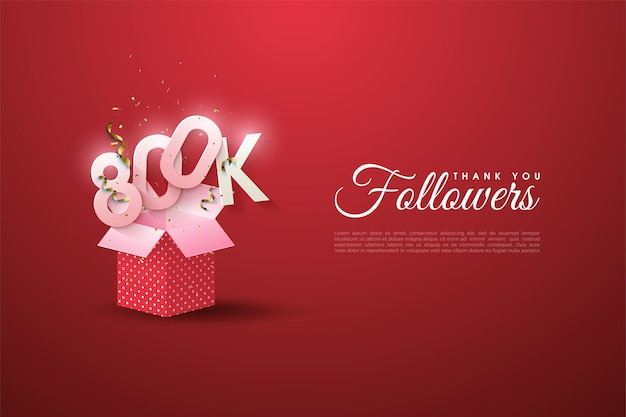 800k follower con numeri sulla confezione regalo