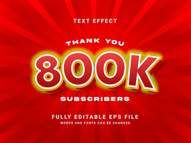 800k subscriber 3d editable text effect design