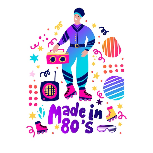 8039s retro party vector poster