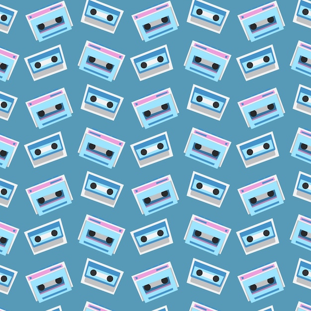 80-е 90-е годы кассетный узор в плоском стиле векторная графика простой рок-узор бесшовный узор