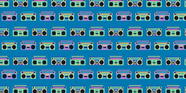 Vector 80s radio tape pixel naadloos patroon