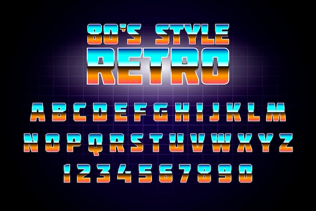 80s retro alphabet font template