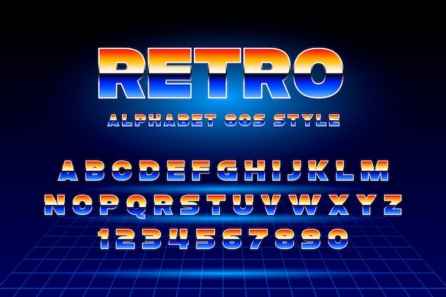 80s retro alphabet font template