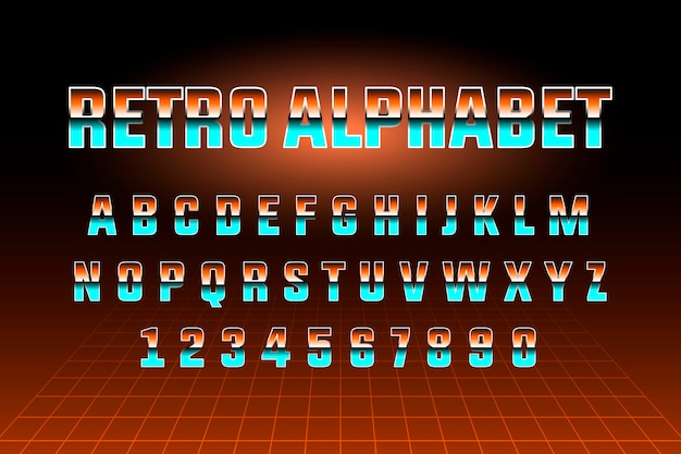 80s retro alphabet font template