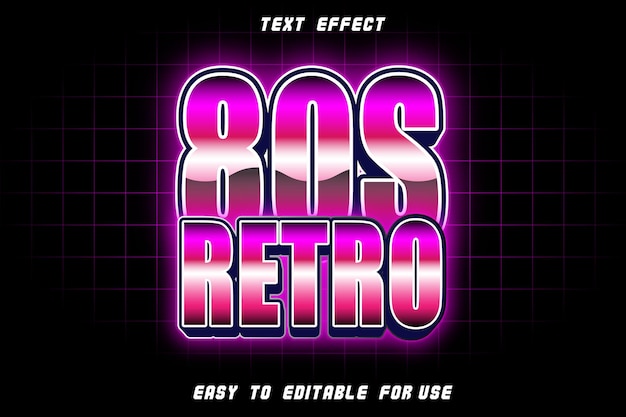 Вектор Редактируемый текстовый эффект 80-х в стиле ретро с тиснением в стиле ретро
