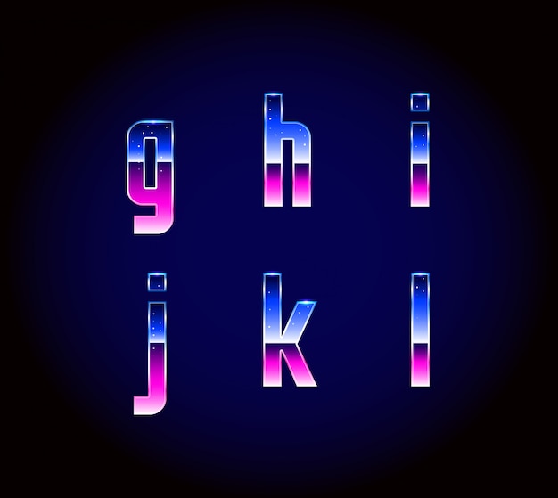 80s retro futurisme sci-fi lettertype alfabet vector