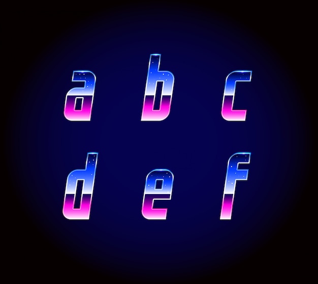 80s Retro futurisme Sci-Fi lettertype alfabet