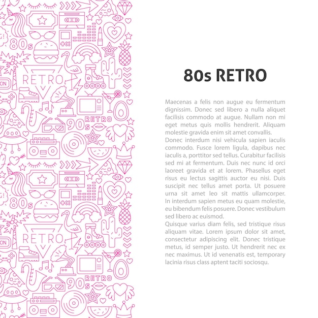 80s retro lijnpatroon concept. vectorillustratie van schetsontwerp.