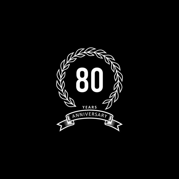 80st anniversary logo with white and black background