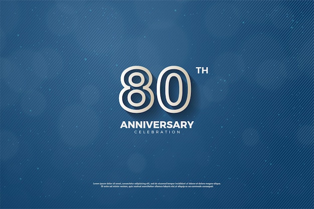 80th anniversary on blue background with striped illustration