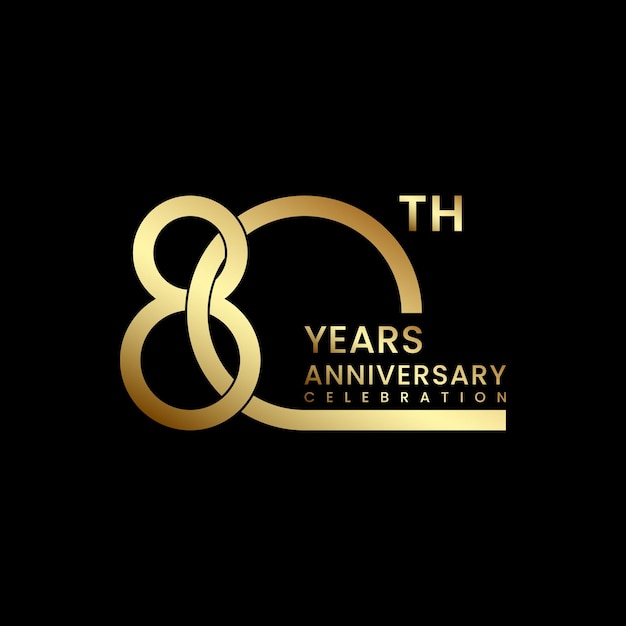 Vector 80th anniversary logo golden anniversary vector template