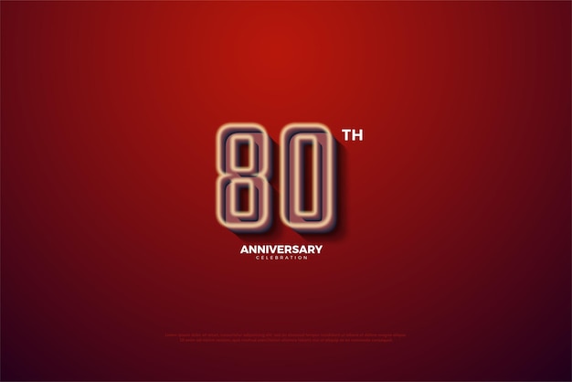 80th anniversary on red background with light effect