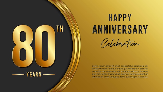 80th year anniversary template design with golden texture Golden number vector