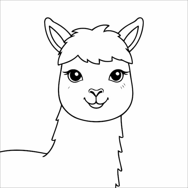 81 Cute Llama Kawaii Vector Coloring Page for Kids