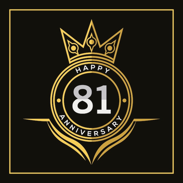 81 years anniversary design with crown  template. Vector and illustration. Anniversary logo.