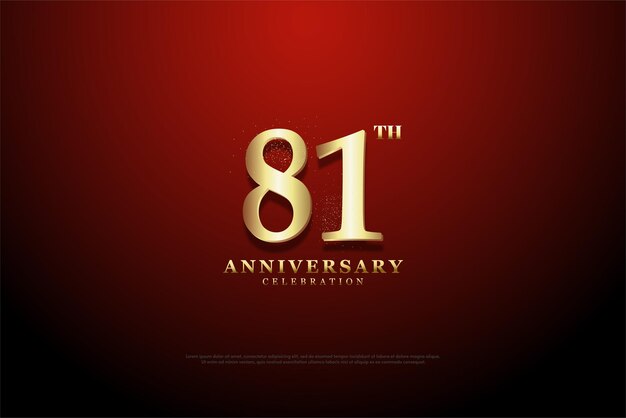 ゴールドの数字と赤の背景を組み合わせた 81 周年記念。
