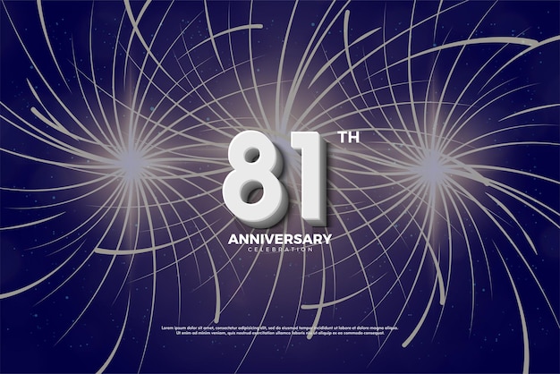 불꽃놀이가 있는 81주년 기념 불꽃 배경.